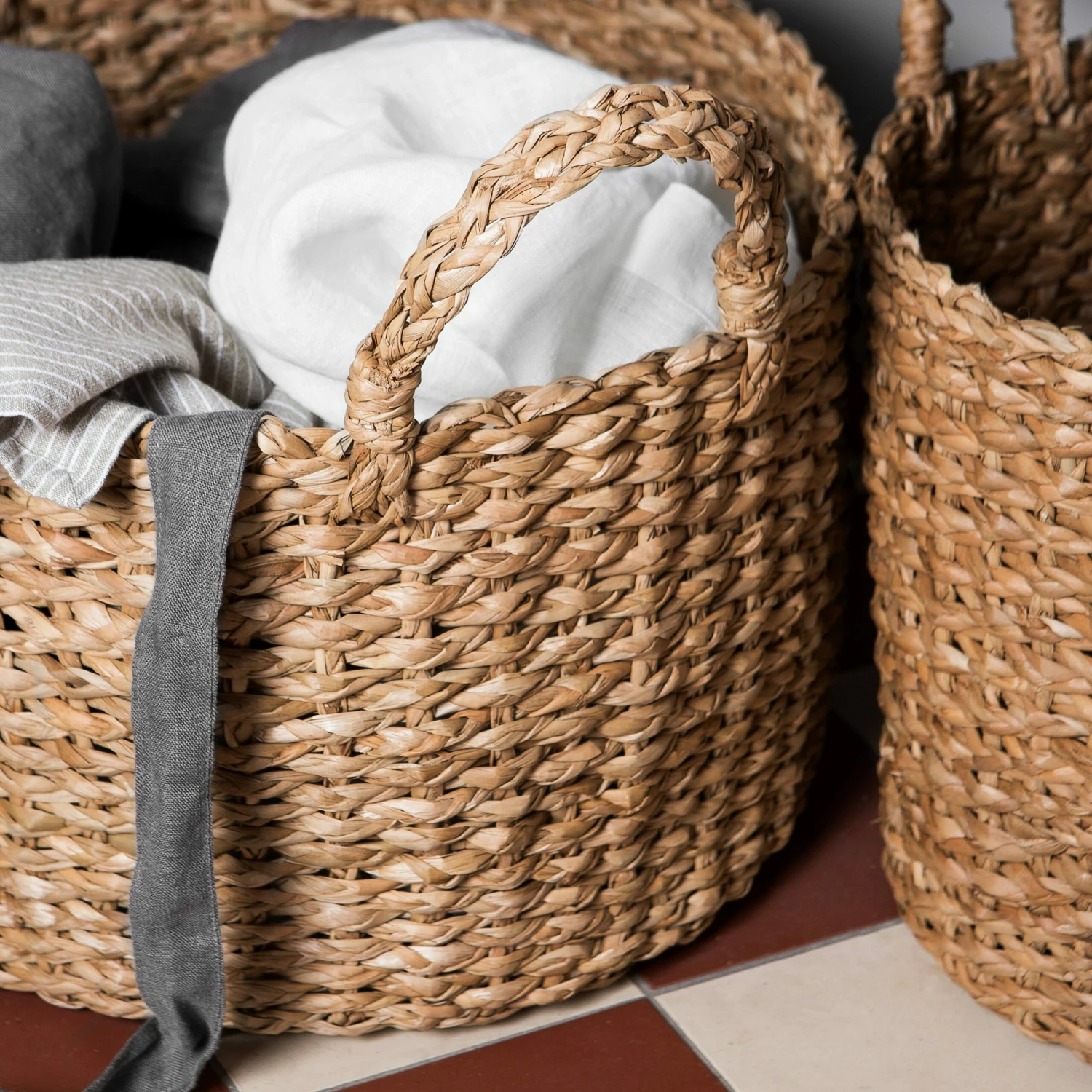 Korb Abaca Rund Griff Groß 4 Korb Abaca Rund Griff Groß – Bild 2