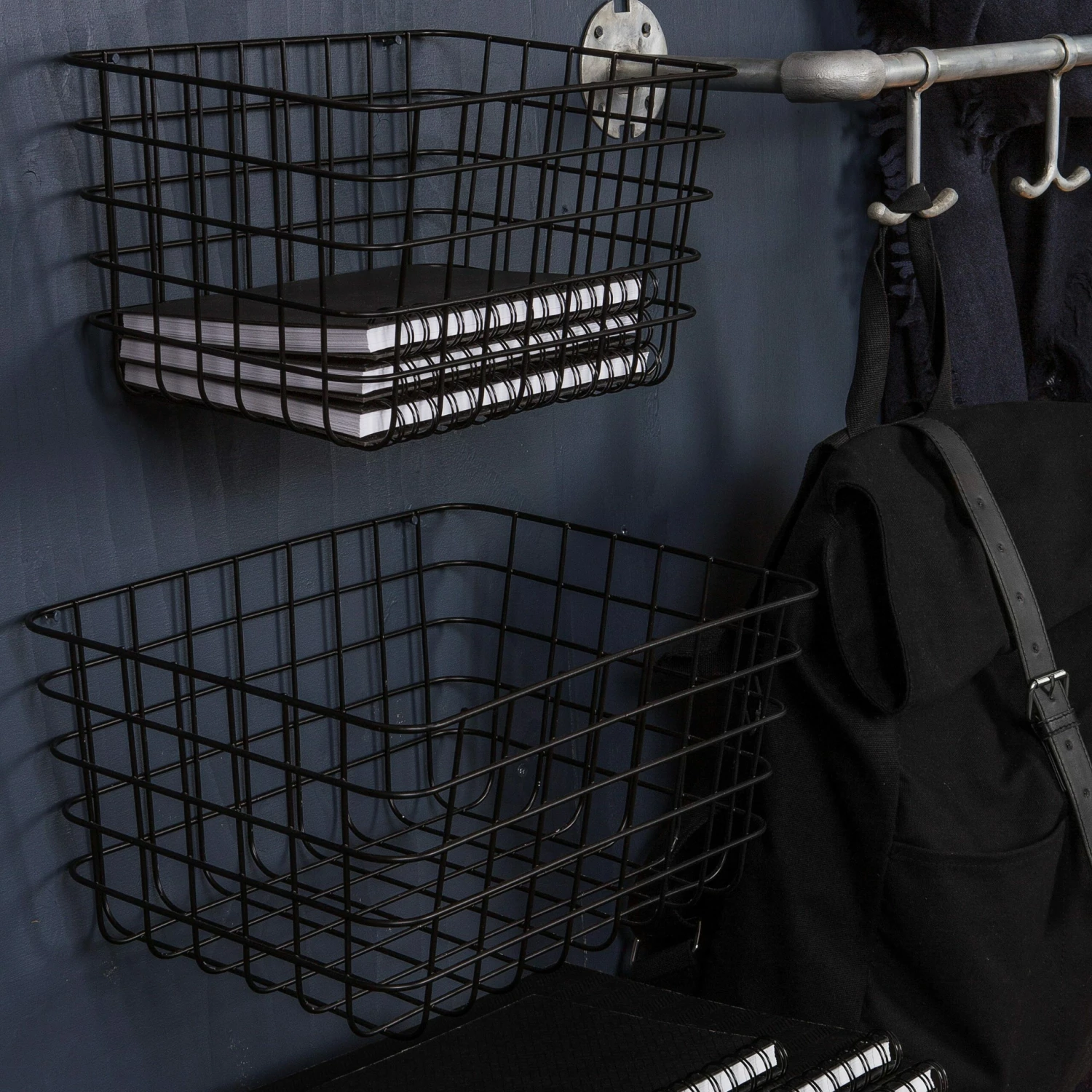 Korb Draht Groß Schwarz 4 Korb Draht Groß Schwarz – Bild 2