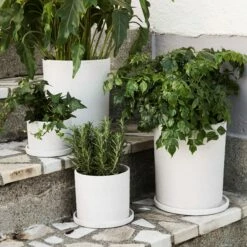 Blumentopf/Teller Polystone Mittel Weiß -GRANIT Verkäufe 373542 14851 1