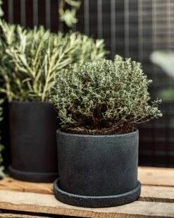 Blumentopf/Teller Polystone Klein Schwarz -GRANIT Verkäufe 373916 38949