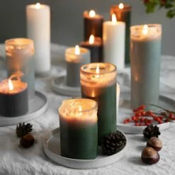 Blockkerze Stearin 15x7cm Hellgrün -GRANIT Verkäufe 375816 21737