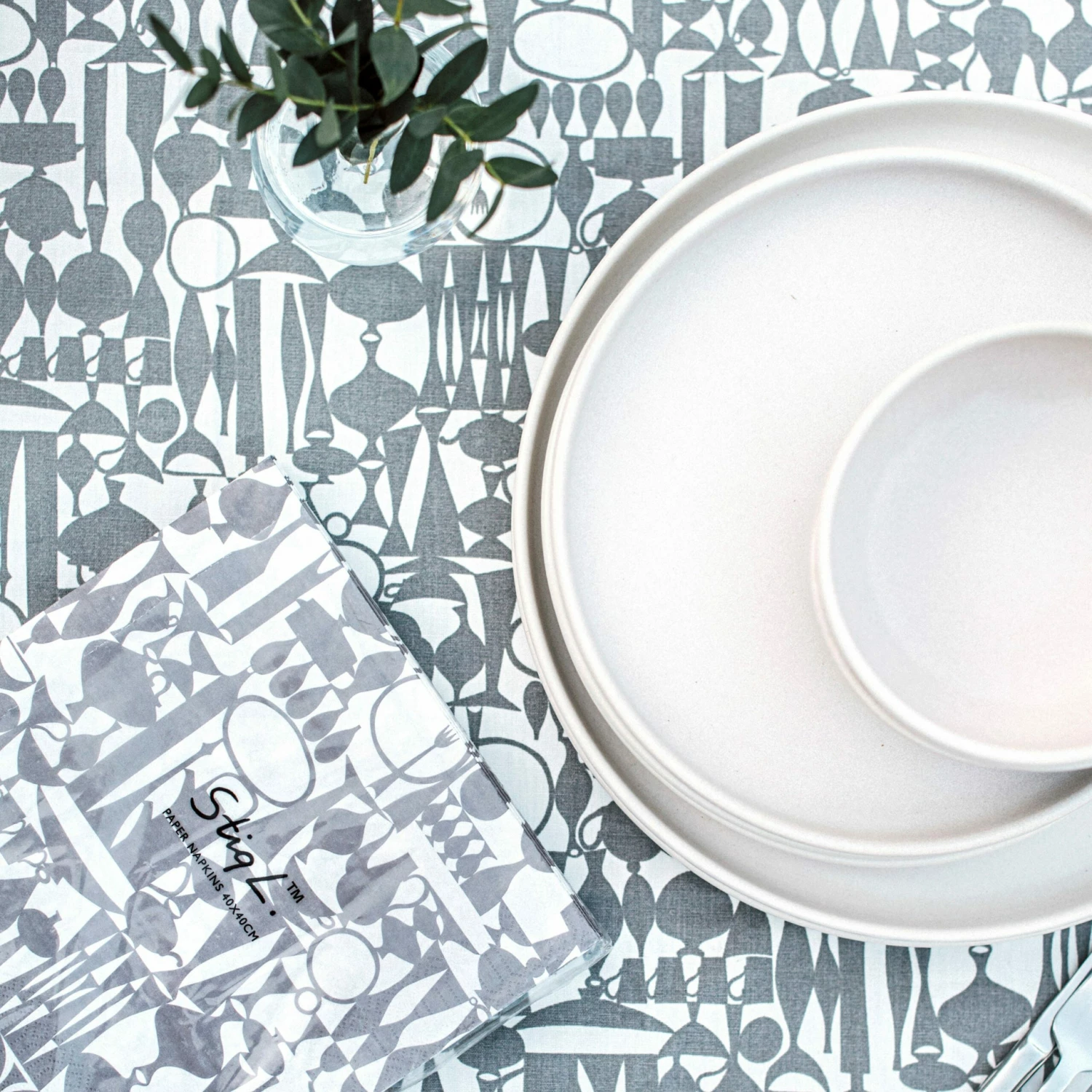 Serviette Stig Lindberg Wrap Grau 6 Serviette Stig Lindberg Wrap Grau – Bild 4