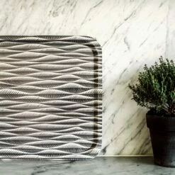 Tablett Stig Lindberg Korrugalion 43 X 33 Cm Grau -GRANIT Verkäufe 401944 34131