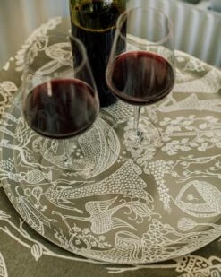 Tablett Stig Lindberg Poème D'Amour Rund Ø 38 Cm Grün -GRANIT Verkäufe 402341 36513