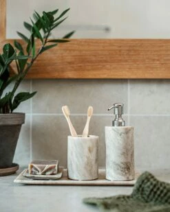 Zahnputzbecher Beige Marmor -GRANIT Verkäufe 402532 37829