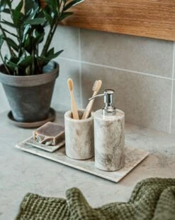 Zahnputzbecher Beige Marmor -GRANIT Verkäufe 402532 37830