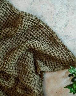 Handtuch Våffla 100 X 150 Dunkles Khaki-Grün -GRANIT Verkäufe 402566 38147