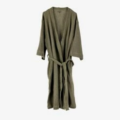 Bademantel Waffelstruktur Grau Khakigrün Einheitsgröße