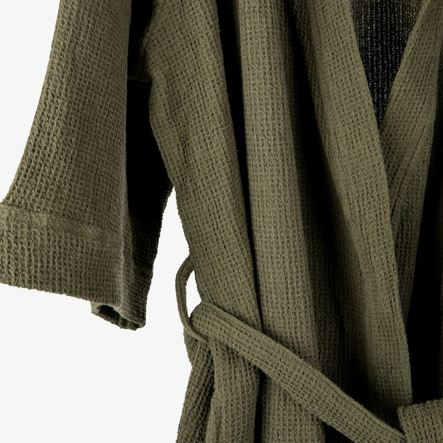 Bademantel Waffelstruktur Grau Khakigrün Einheitsgröße 4 Bademantel Waffelstruktur Grau Khakigrün Einheitsgröße – Bild 2
