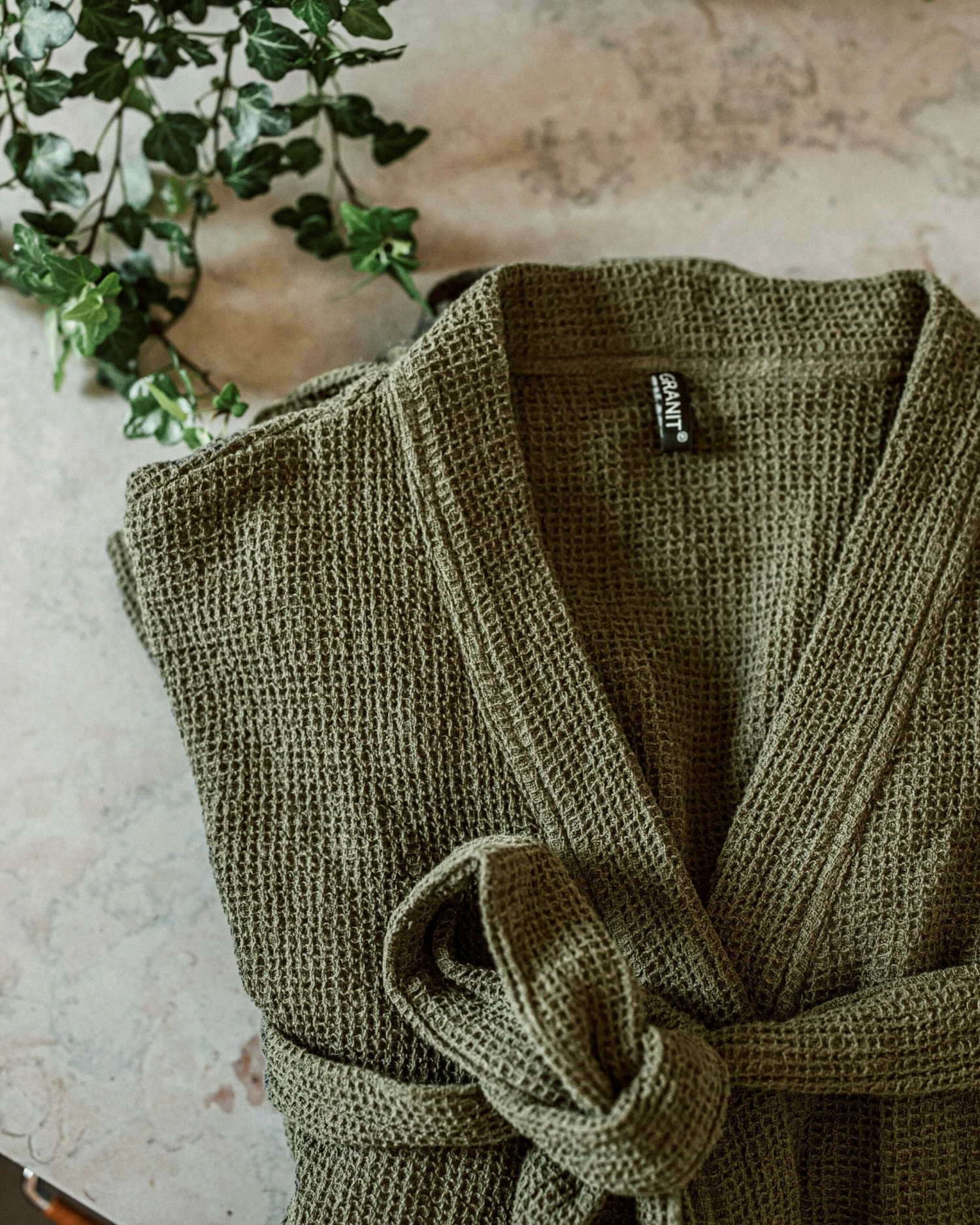 Bademantel Waffelstruktur Grau Khakigrün Einheitsgröße 7 Bademantel Waffelstruktur Grau Khakigrün Einheitsgröße – Bild 5