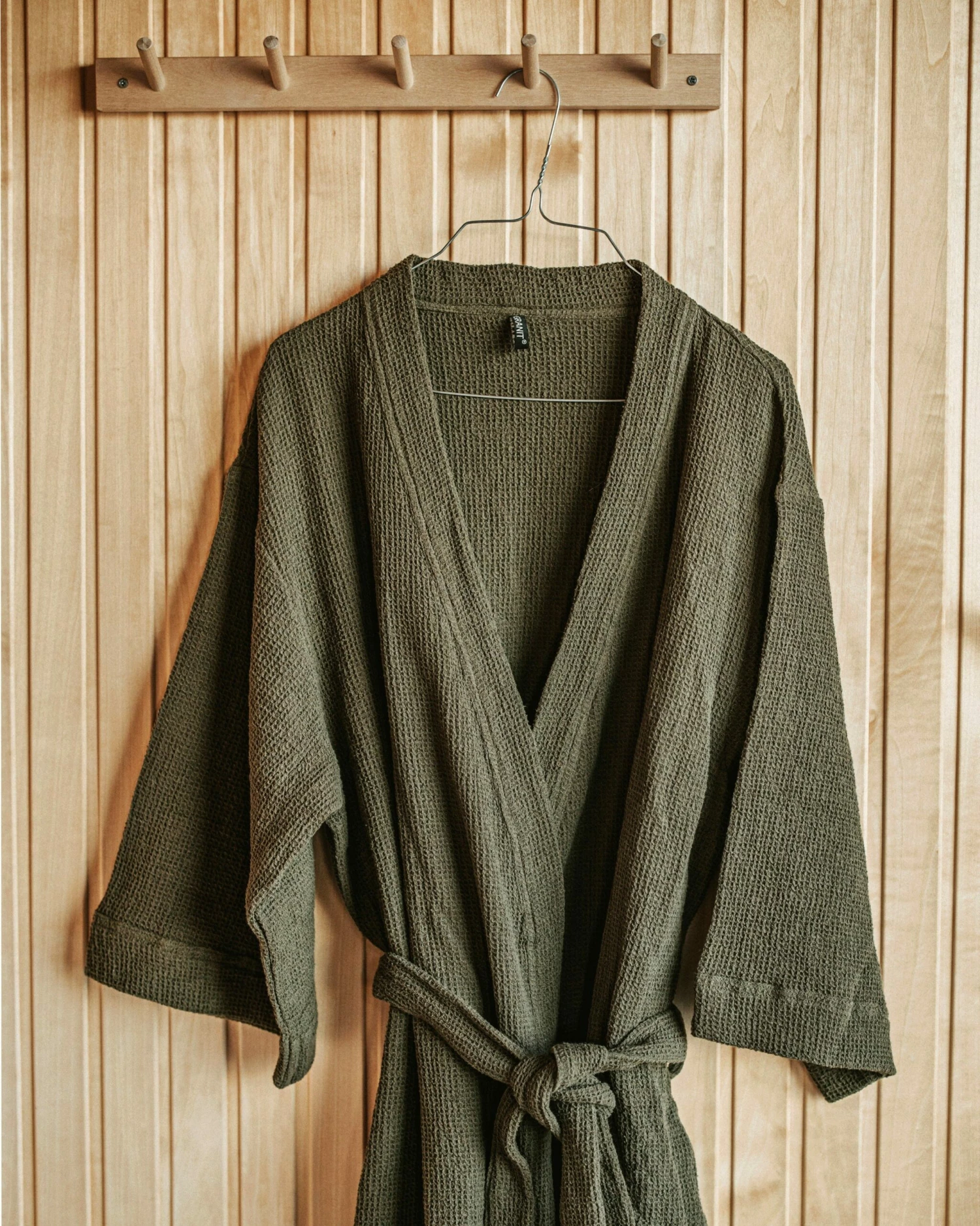 Bademantel Waffelstruktur Grau Khakigrün Einheitsgröße 8 Bademantel Waffelstruktur Grau Khakigrün Einheitsgröße – Bild 6