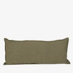 Kissen Struktur Leinen-Mix 30x70 Dunkles Khaki-Grün