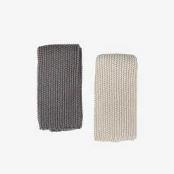 Geschirrtuch Gestrickt 2 Stück Grau/Hellbeige